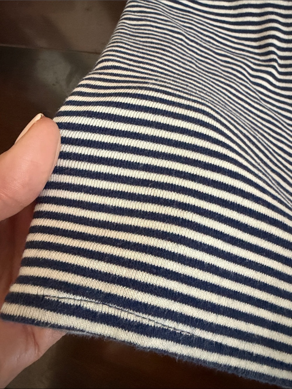 Hanna Andersson Striped Navy and White Organic Cotton Baby Blanket - Picture 3 of 4